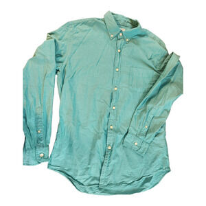 .J crew Factory sunwashed oxford 100% cotton mens teal button down sz LG